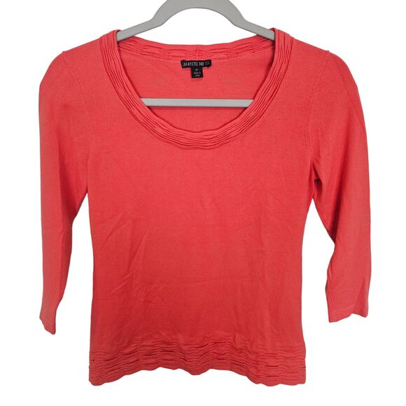 Lafayette 148 Sweater Knit Sweater Women S Orange Scoop Neck Sweater Pullover - Picture 1 of 8